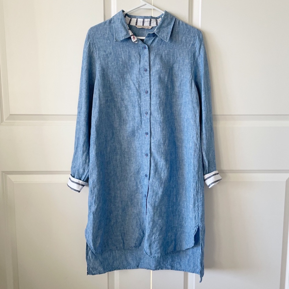 Soft Surroundings Linen Button Front Tunic Dress Size Medium - Picture 9 of 10